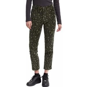 New Levi's Size 27 724 High Rise Straight Cropped‎ Animal Print Jeans Black Tan
